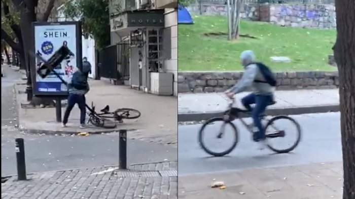 Registran robo de bicicleta en los alrededores del cerro Santa Lucía: Ladrón salió pedaleando