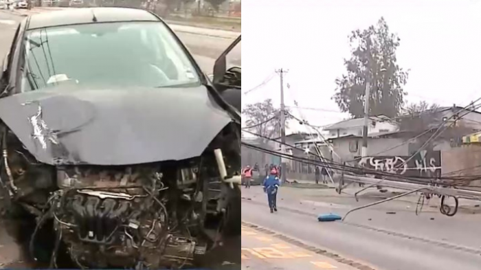 Perdió el control del auto, chocó con un poste y terminó derribando 5 en total