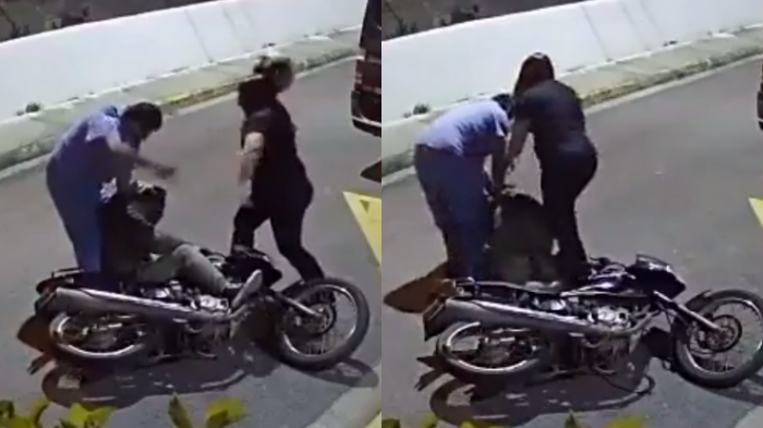 Le dieron hasta con el casco: Motochorro recibió tremenda paliza tras intentar asaltar a pareja en Brasil