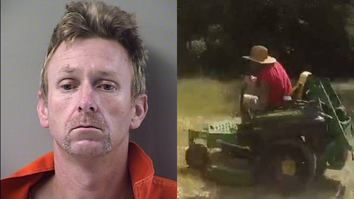 Todo para no ser atrapado: Ladrón que era buscado por la policía intentó escapar en una cortadora de pasto