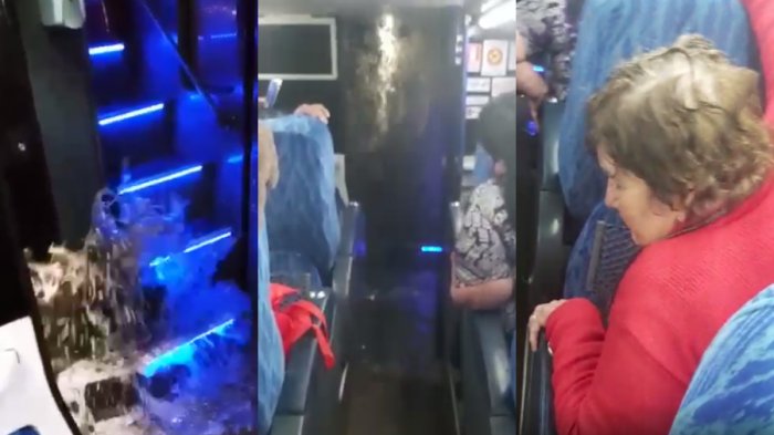 Pasajeros de un bus rumbo a Calama terminaron empapados: Agua acumulada por la lluvia inundó el primer piso