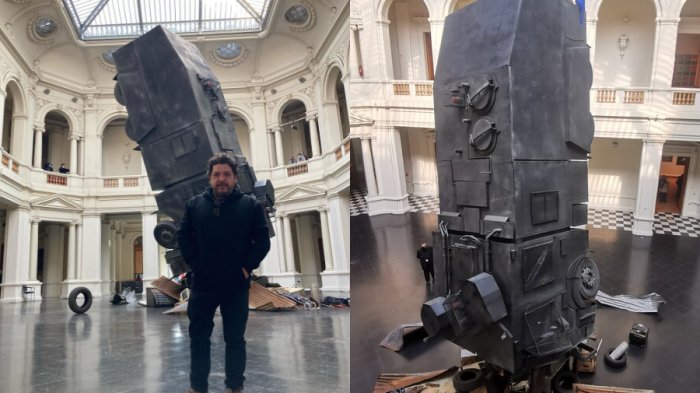 Carro antidisturbios en medio del Museo de Arte Contemporáneo genera intensos comentarios en redes sociales