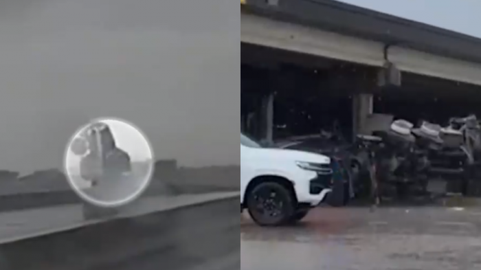 Impactante: Video muestra a camión cayendo desde el paso sobre nivel de una autopista