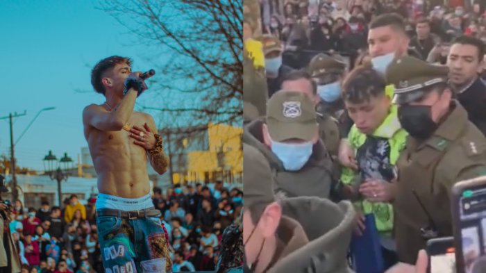 Euforia total en show gratuito de Ak4:20 en la Región de Ñuble: Cantante salió escoltado por Carabineros