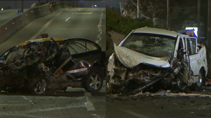 El chofer murió: Taxista conducía contra el tránsito en autopista y chocó de frente con camioneta en Renca