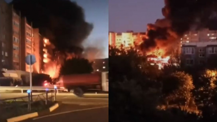 Captan el momento exacto cuando un avión militar se estrella contra un edificio residencial en Rusia