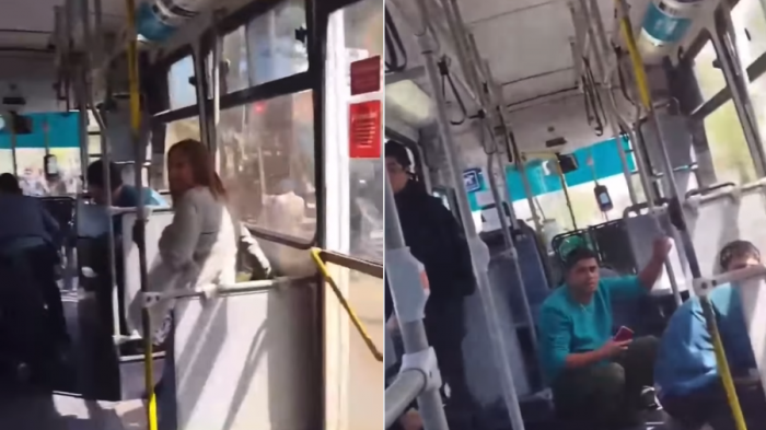 Captan momento exacto en que apedrean micro con pasajeros en Plaza Italia: Ministro condenó los hechos