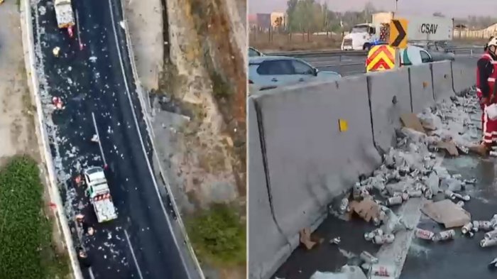 Por segunda vez se vuelca camión con cervezas en autopista: Testigos nuevamente acapararon latas
