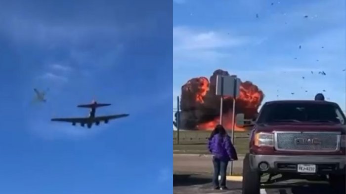 El impactante choque de dos aviones durante una exhibición aérea en Estados Unidos