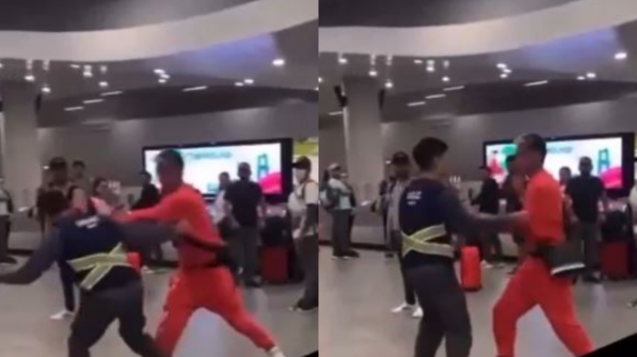 Captan a AkA4.20 golpeando a funcionario de la DGAC en el Aeropuerto de Santiago
