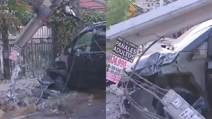 Vecinos quedaron sin luz: Chofer se durmió y estrelló su van contra un poste en San Miguel