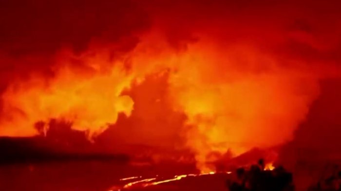 Impactantes imágenes: Registran erupción del gigantesco volcán Mauna Loa de Hawaii que tiñó todo de rojo