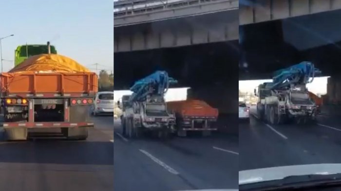 Pelea en autopista: Registran choque entre camioneros que realizaban peligrosas maniobras de adelantamiento
