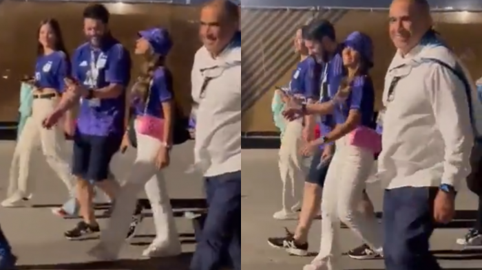 Totalmente conectados: Captan a esposa de Messi imitando su 