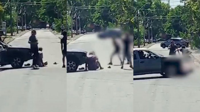 Sujeto fue atropellado y abandonado: Impactante riña con machetes por auto en taller mecánico de El Bosque