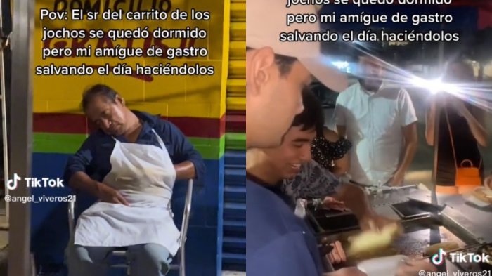 Así da gusto: Dueño de carro de completos se durmió y un grupo de amigos se hizo cargo de la venta en su lugar