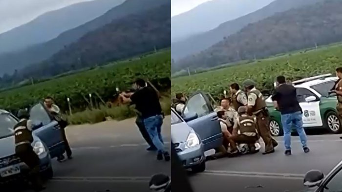 Pasajeros de bus captaron detención de delincuentes: Habían asaltado sucursal telefónica en O'Higgins