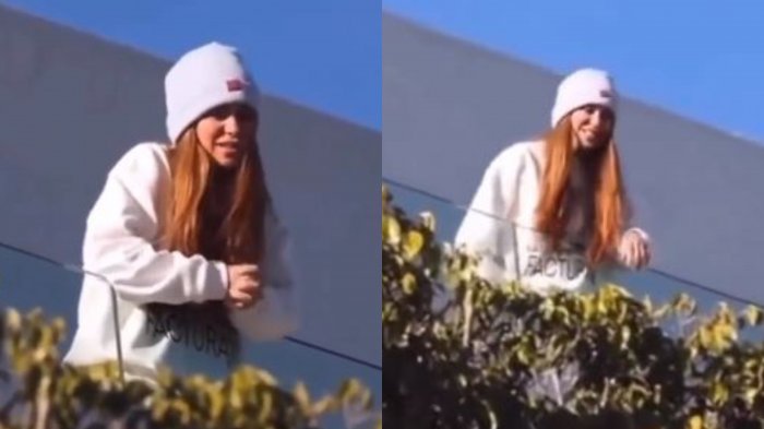 Clara-mente facturando: Shakira saludó a sus fans desde el balcón utilizando un polerón con particular frase