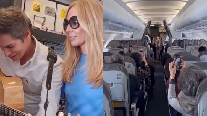 Por fuertes turbulencias: Carlos Baute y Marta Sánchez tranquilizaron a pasajeros de avión con improvisado show