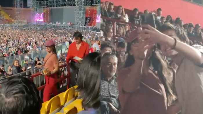 Se sacó hasta fotos: Camila Vallejo recibió aplausos tras llegar al concierto de Los Bunkers junto a Abel Zicavo