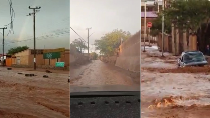 Calles anegadas y clases suspendidas: Inundación por intensas lluvias sorprendió a habitantes de San Pedro de Atacama