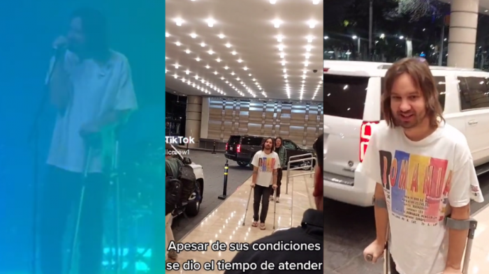 ¿Será igual en Chile? Líder de Tame Impala se presenta con muletas en México y sale a saludar a sus fans
