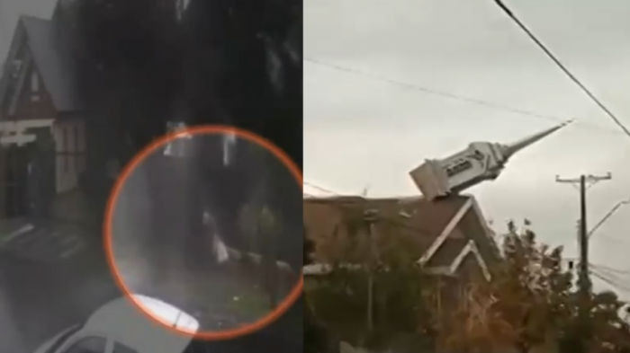 Árbol cayó sobre mujer y viento botó cúpula de iglesia: Los efectos del sistema frontal en la zona centro sur