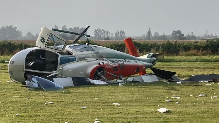 Helicóptero de Carabineros sufrió accidente y cayó sobre Aeródromo 4 diablos en Melipilla