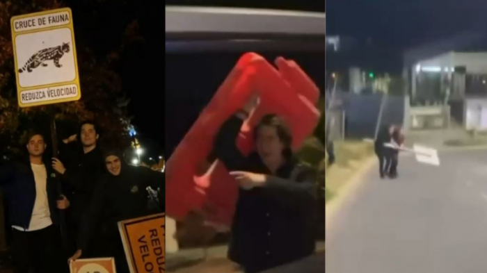 Jóvenes se grabaron destruyendo señaléticas en Lo Barnechea: Los identificaron gracias a redes sociales