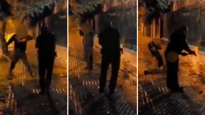 Video clave: Carabinero le disparó a sujeto que amenazó de muerte a mujer y a funcionarios con un cuchillo en Angol