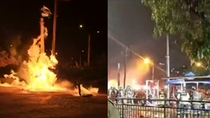 Incendio en alumbrado público afectó a vecinos de La Florida: Fue provocado por fuga de gas subterránea