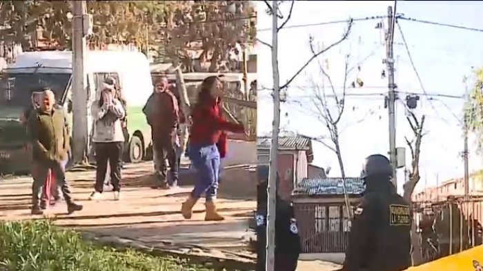 Tiraron hasta piedras: Equipo de CHV fue agredido durante demolición de mausoleo narco en La Florida