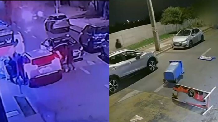 Arriesgada maniobra: Vecinos intentaron frustrar portonazo lanzando basureros a la calle en San Bernardo