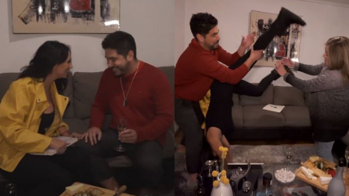 Terminó en el suelo: El divertido chascarro de Pamela Díaz en entrevista con Gino Costa