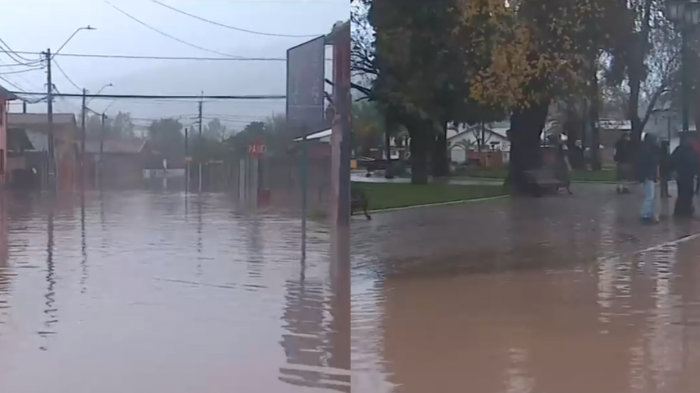 Impresionantes imágenes: Así luce la Plaza de Armas de Licantén tras desborde de río Mataquito
