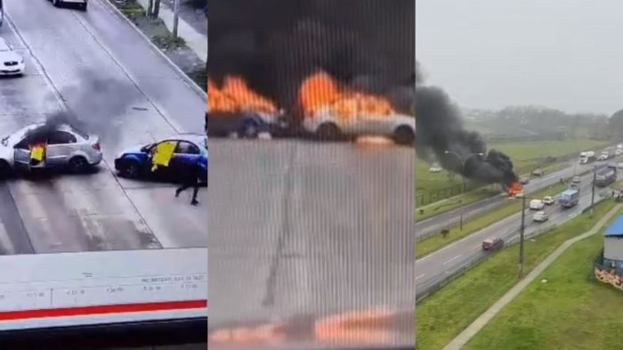 Quemaron autos y se fugaron: El millonario asalto a caja de compensación que detuvo el tránsito en Hualpén