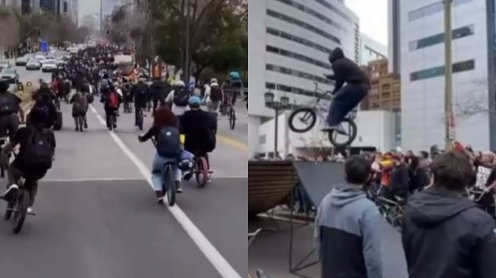 Ciclistas se tomaron Av. Apoquindo para celebrar el día del BMX: Municipio tomará acciones legales