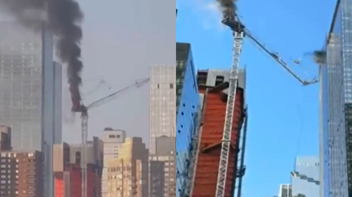 Impactante registro: Grúa se desplomó, impactó a edificio y dejó varios heridos en Nueva York tras incendio
