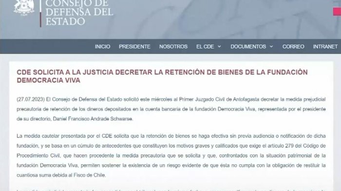 Ministerio de Justicia ordenó la retención de fondos para fundación Democracia Viva