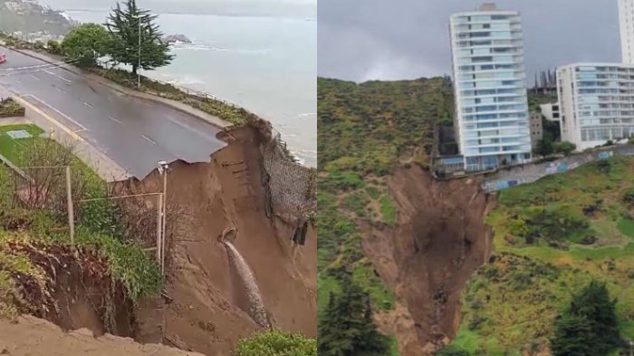 Video registra la magnitud de socavón a metros de edificio en Reñaca