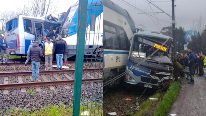 Fatal accidente entre tren y microbus en San Pedro de la Paz: 7 fallecidos y varios heridos