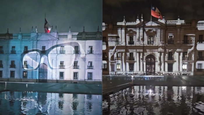 Campaña “Democracia siempre” iluminó el frontis de La Moneda