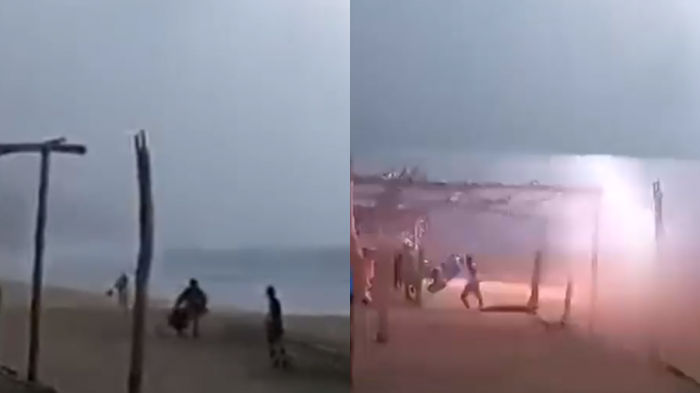 Imágenes fuertes: Graban momento en que rayo impactó a persona en la playa de México
