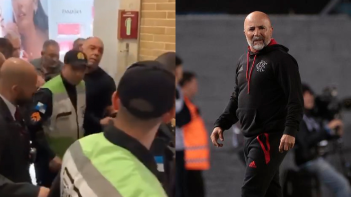 Dirigente del Flamengo protagonizó escandalosa pelea con hincha que le pidió la salida de Sampaoli