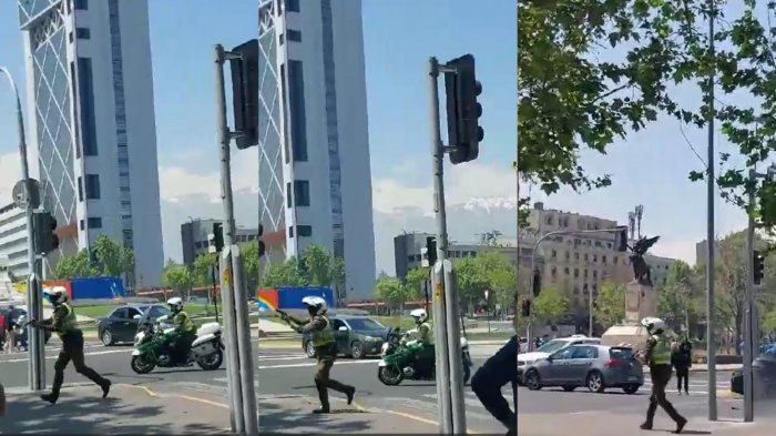 Carabinero repelió con disparo a manifestantes en medio de incidentes e intentos de saqueo en Plaza Italia