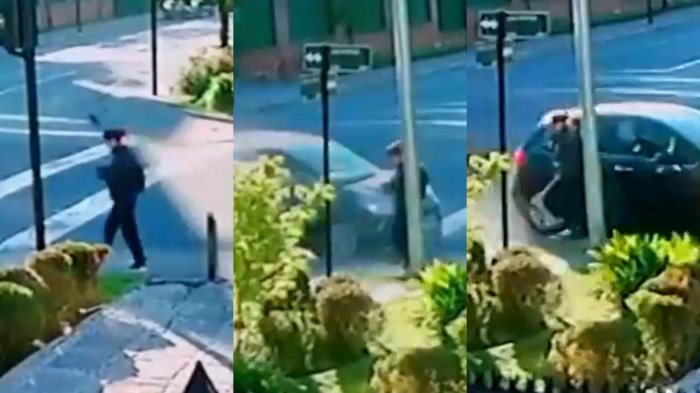 Impresionante registro: Joven se salvó por centímetros de ser atropellada en Vitacura