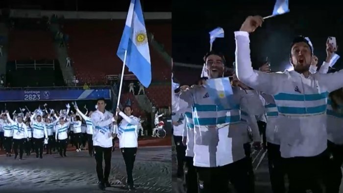 Delegación Argentina dio el vamos entre gritos y cánticos al desfile de los atletas en Santiago 2023
