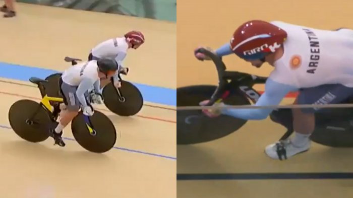 En plena competencia: Argentino perdió el sillín de su bicicleta durante carrera de velocidad en Panamericanos