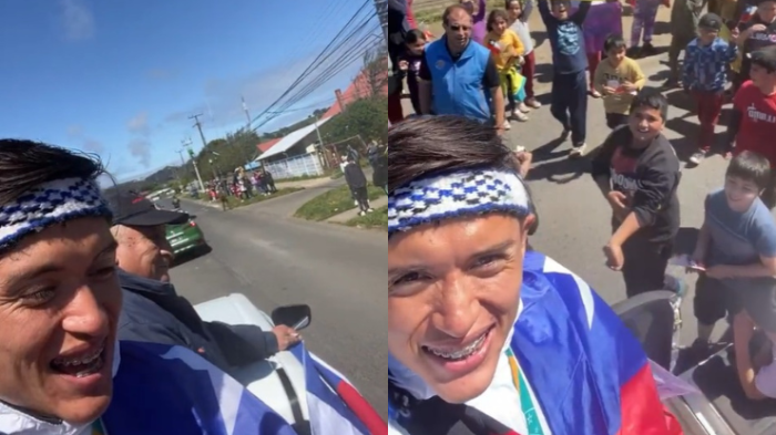 Hijo pródigo: Hugo Catrileo tuvo conmovedor recibimiento en Puerto Saavedra tras su histórica plata