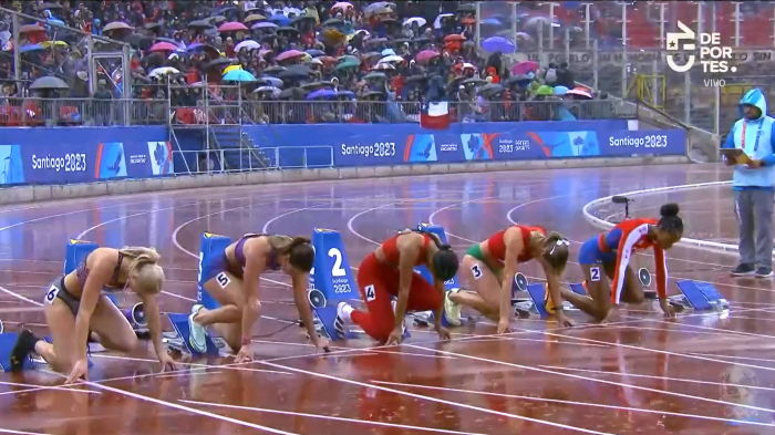 Así se vivió la compleja carrera de 100 metros vallas bajo la lluvia en los Panamericanos 2023